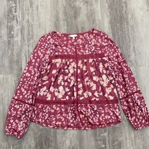 Lucky Brand Lace-trimmed floral blouse